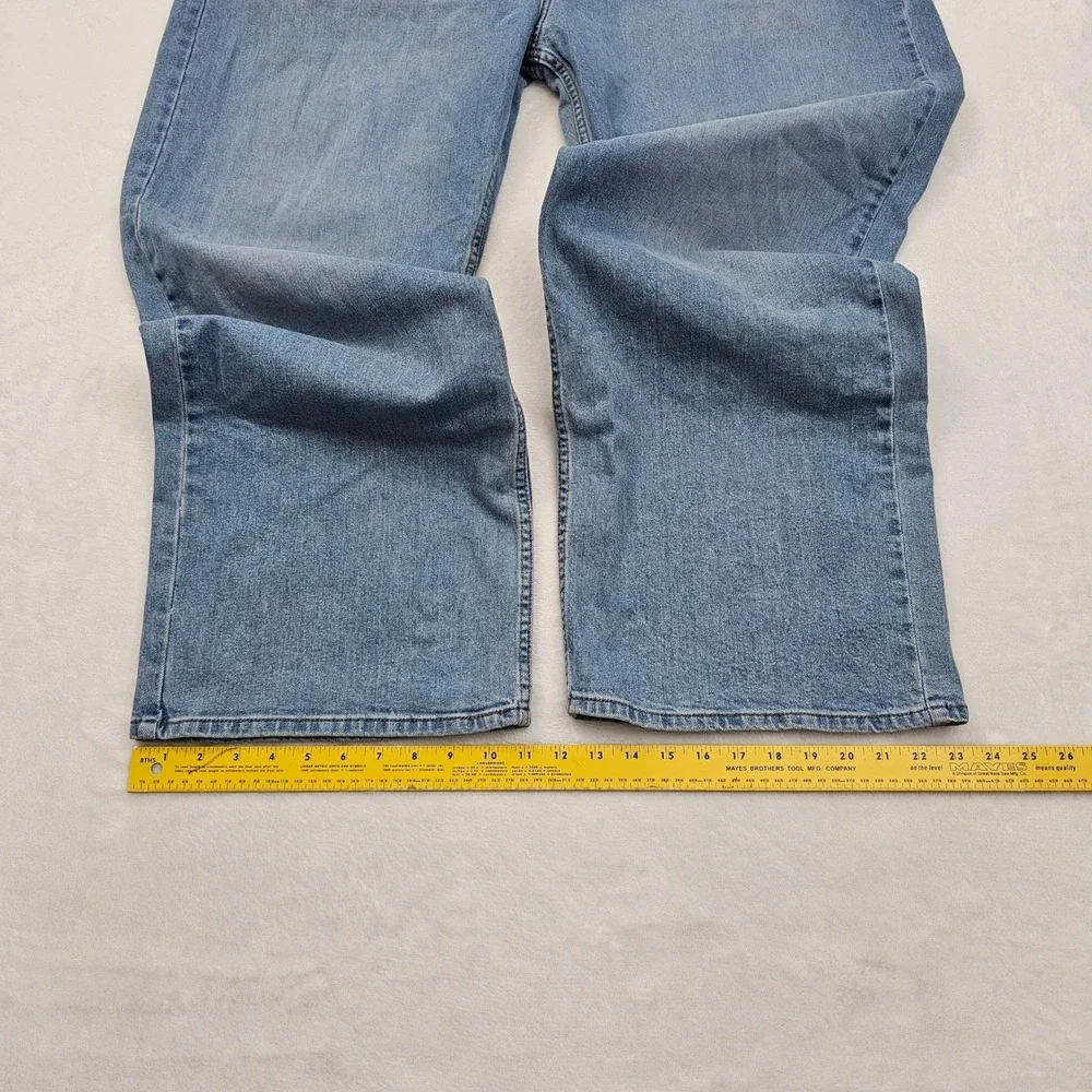 Signature Levi Strauss Mens 48x31‎ Blue Light Wash Loose Fit Jeans Denim New
